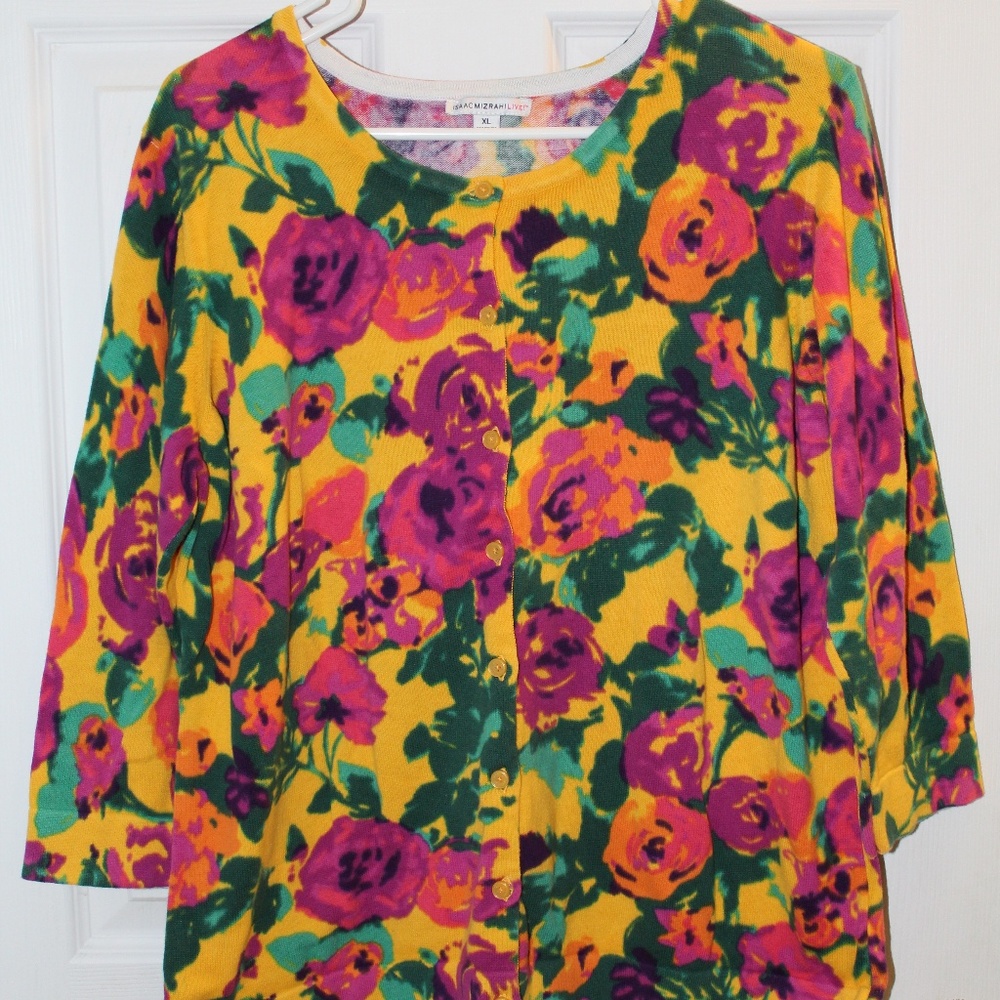 Isaac Mizrahi Live XL floral printed cardigan